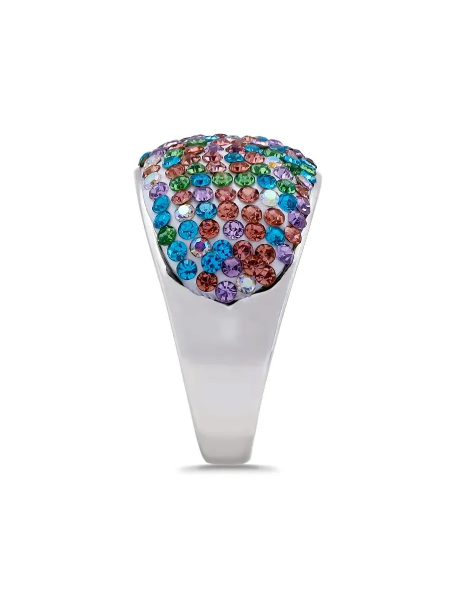 Кольцо куполообразное с кристаллами Pave Crystal Fine Silver-Plated Over Brass Pink — изображение 3 из 5
