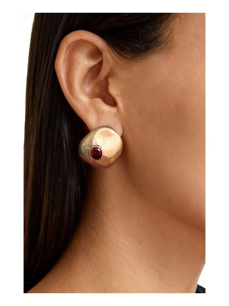 Серьги с гранатом, модель Garnet Earrings RETRO CHIC — изображение 4 из 4, оттенок золотистый красный