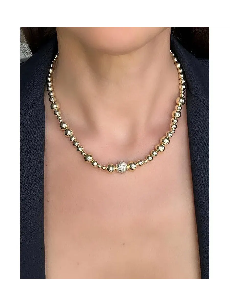 Ожерелье с бусинами и кристаллами Clad Beaded Necklace with CZ Beaded details Rivka Friedman — изображение 3 из 3
