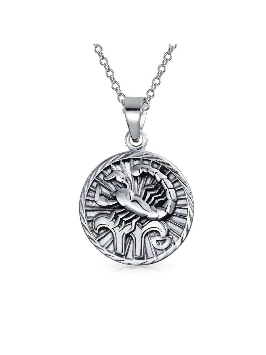Подвеска-медальон с символом зодиака Скорпион, серебро 925 пробы Bling Jewelry — изображение 1 из 3, оттенок серебряный
