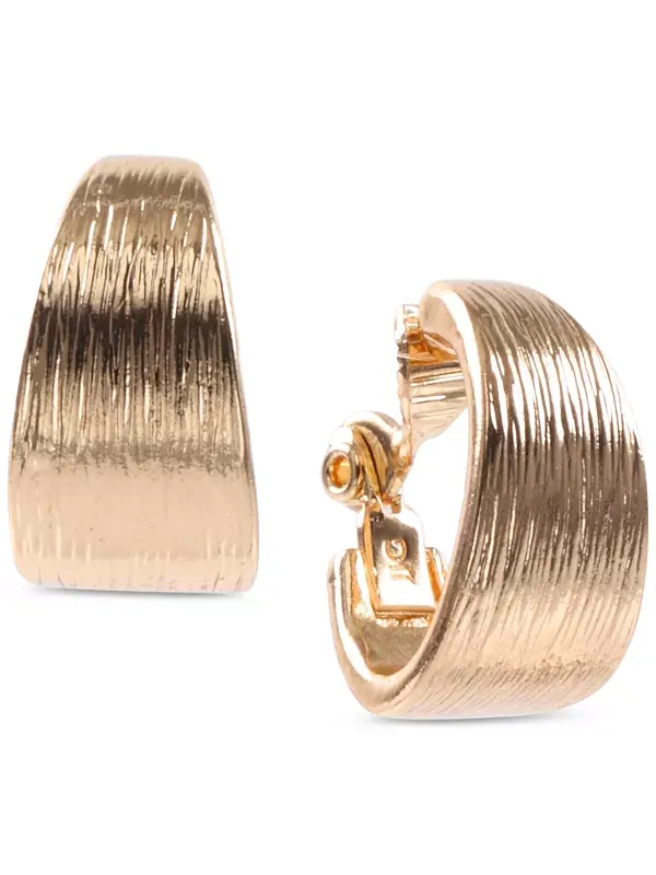 Серьги-Клипсы EZ Comfort золотистого оттенка с текстурой Anne Klein — изображение 1 из 2, оттенок золото