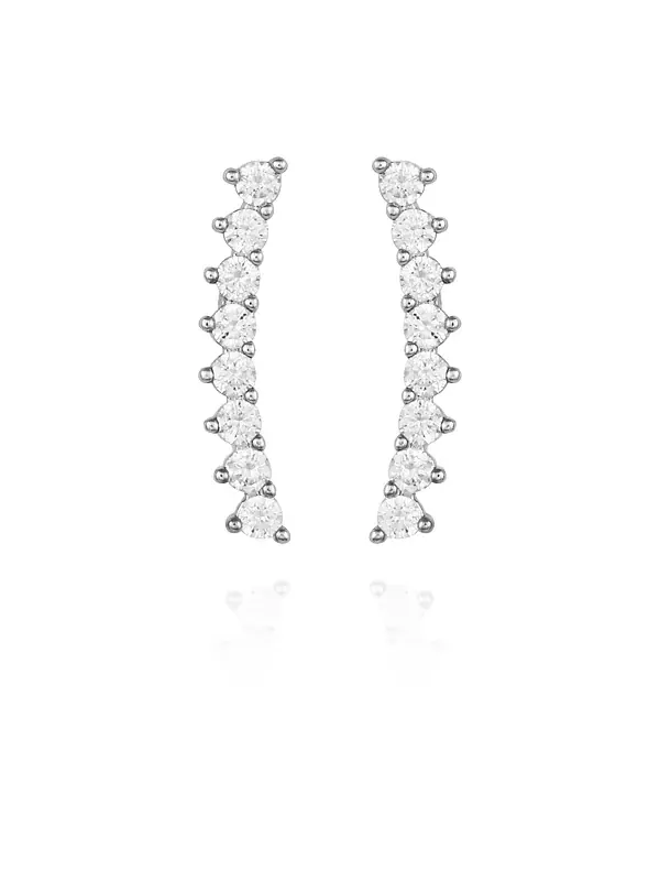 Серьги-Клаймеры с серебристыми кубическими цирконами Vince Camuto