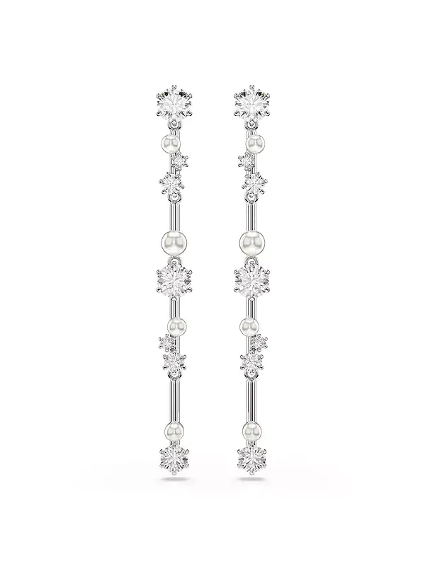 Серьги-Подвески Constella с родиевым покрытием Swarovski — изображение 1 из 4, оттенок белый