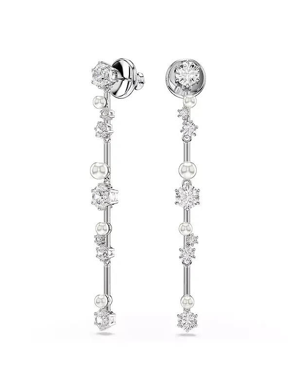 Серьги-Подвески Constella с родиевым покрытием Swarovski — изображение 2 из 4, оттенок белый