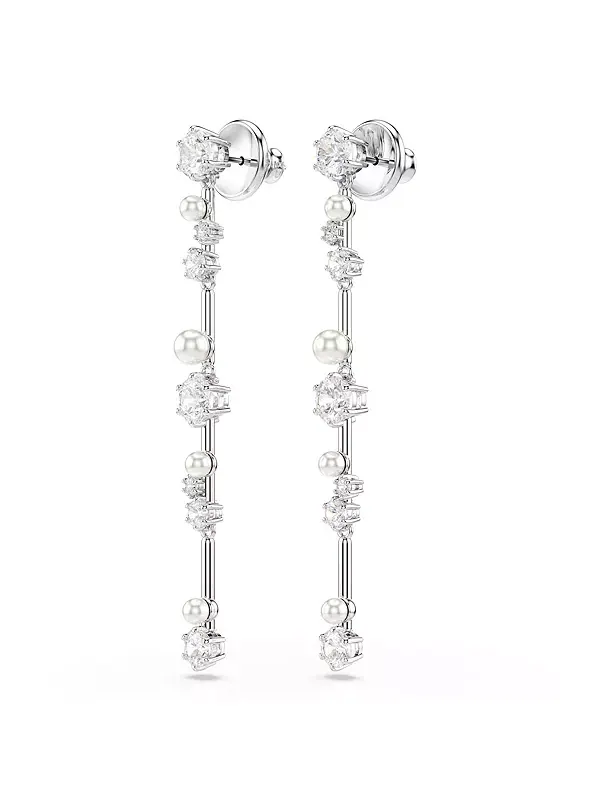 Серьги-Подвески Constella с родиевым покрытием Swarovski — изображение 3 из 4, оттенок белый