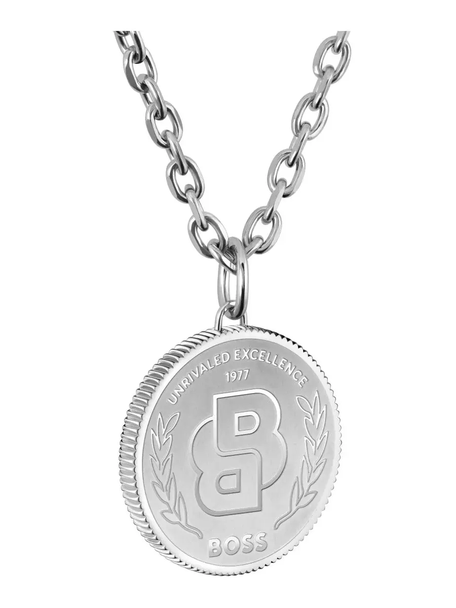 Колье с двойной монетой "B", покрытое ионным покрытием, из черной нержавеющей стали Hugo Boss — изображение 3 из 4