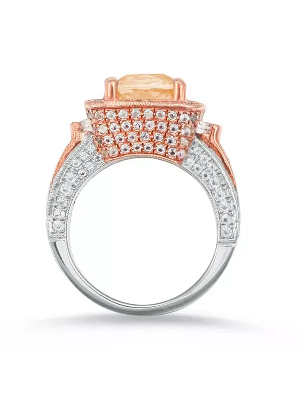 Кольцо Suzy Levian из двухцветного стерлингового серебра с центральным топазом огранки «кушон» Suzy — изображение 2 из 4