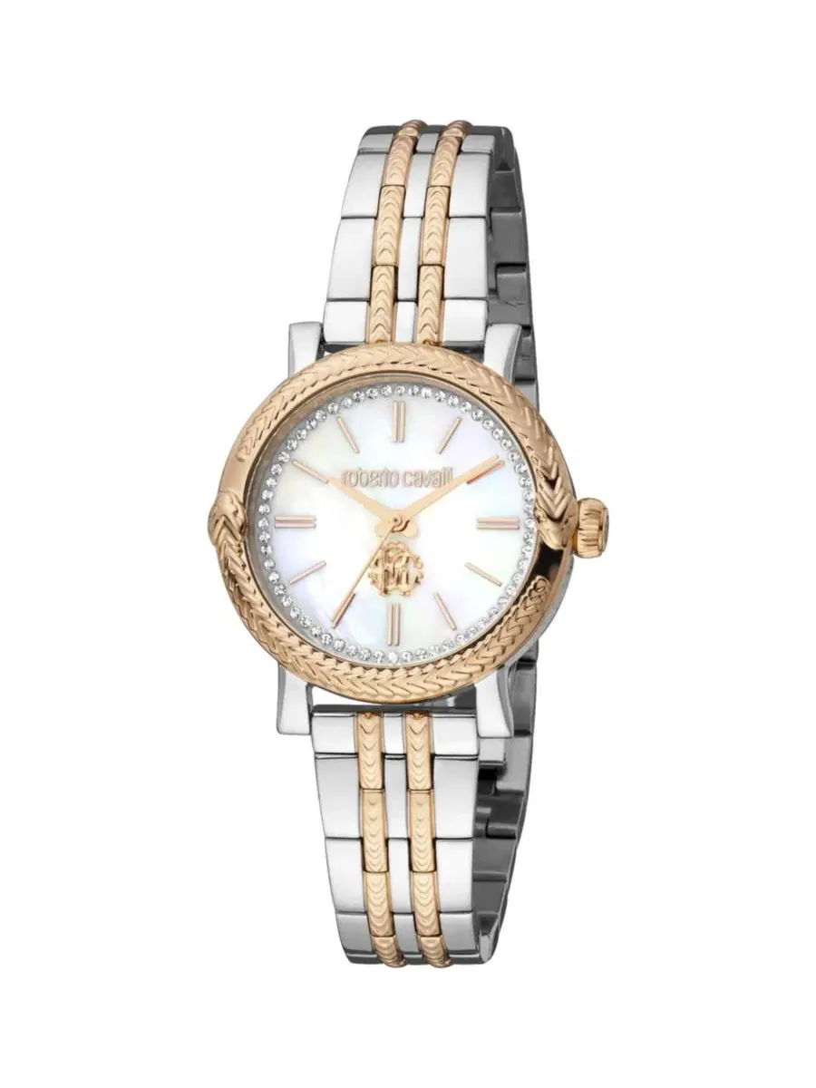 Женские часы с браслетом из стали двух цветов, модель Core Quartz Roberto Cavalli