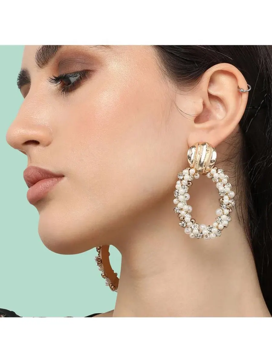 Серьги-подвески Wreath Drop SOHI — изображение 3 из 3, оттенок белый