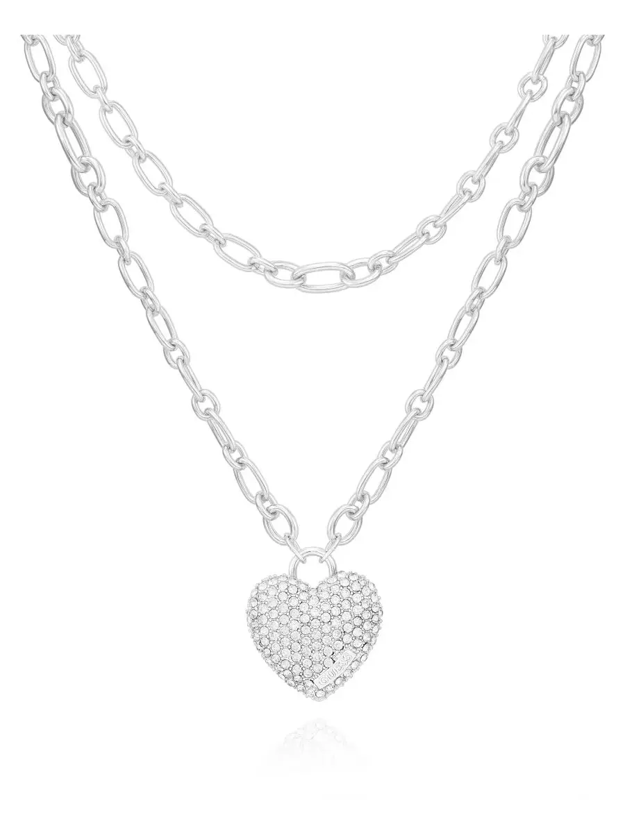 Кулон с сердцем из стеклянных камней GUESS — изображение 1 из 3, оттенок серебряный