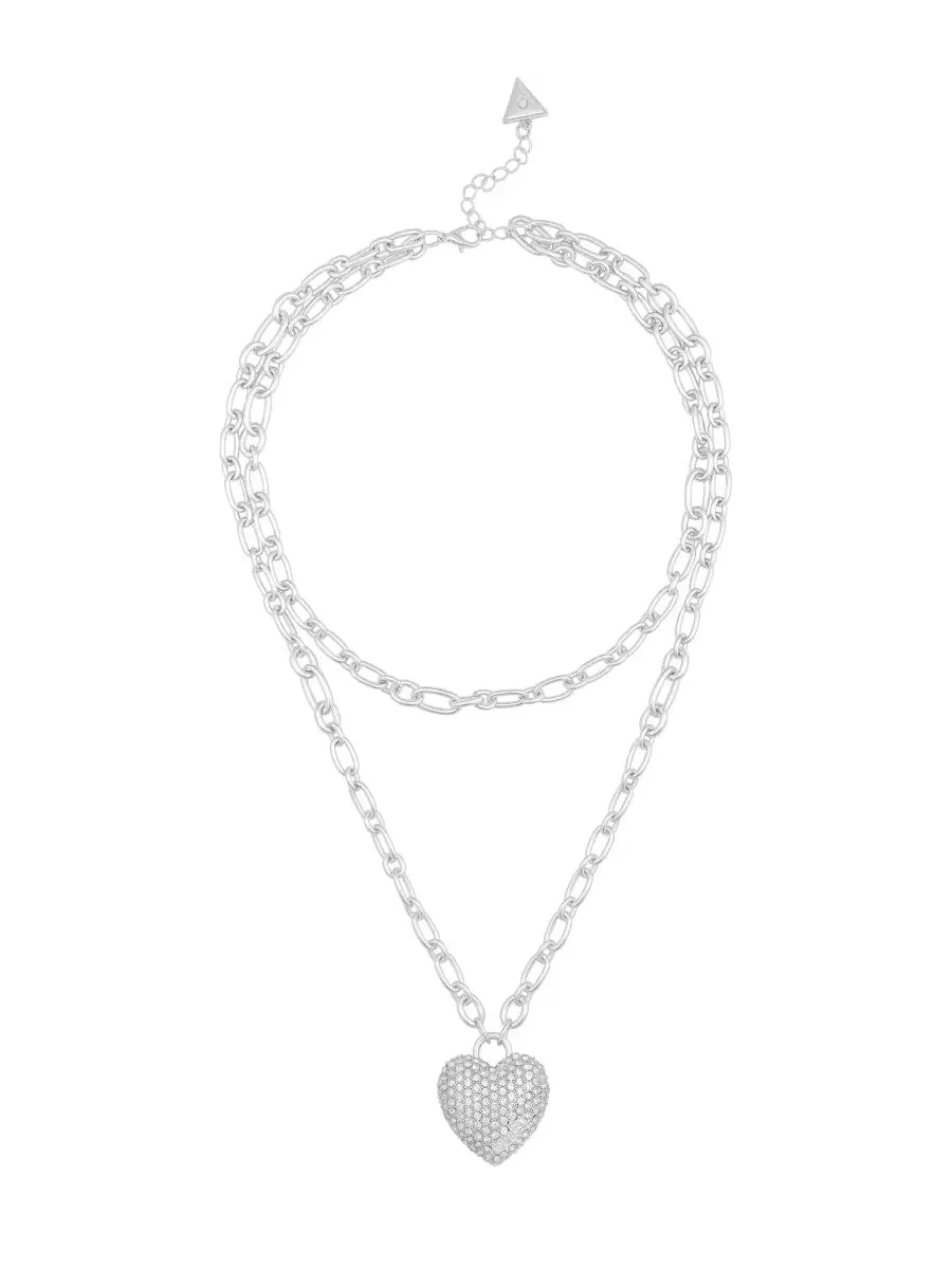 Кулон с сердцем из стеклянных камней GUESS — изображение 2 из 3, оттенок серебряный