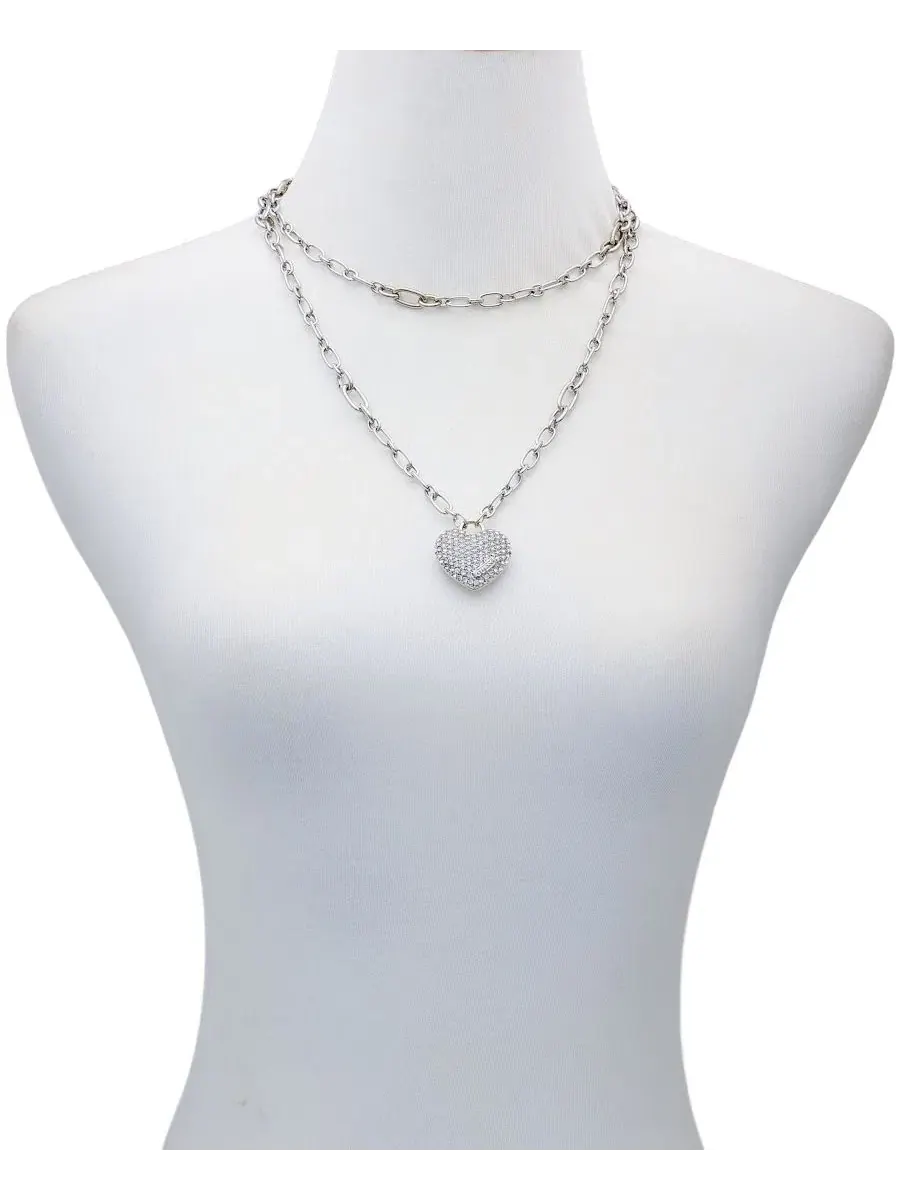 Кулон с сердцем из стеклянных камней GUESS — изображение 3 из 3, оттенок серебряный