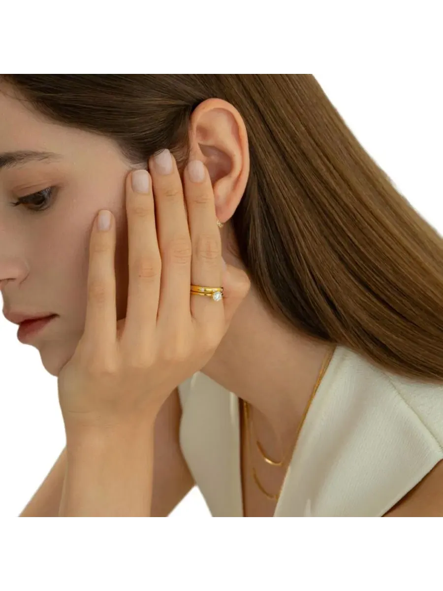 Набор колец Everyday Shine из стерлингового серебра с покрытием из 18-каратного золота. Руководство — изображение 5 из 5