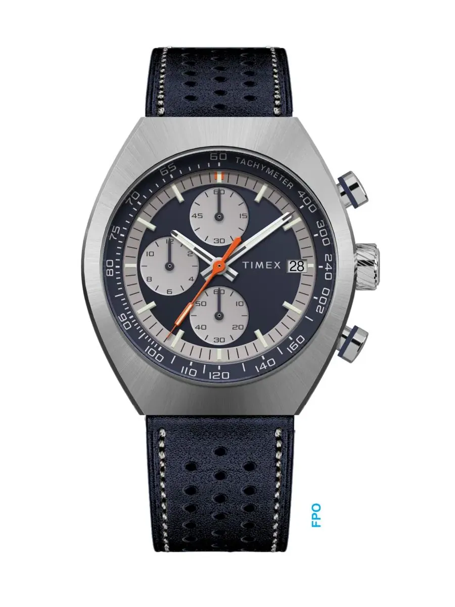 Мужские кварцевые аналоговые часы с синим кожаным ремешком, 42 мм Timex