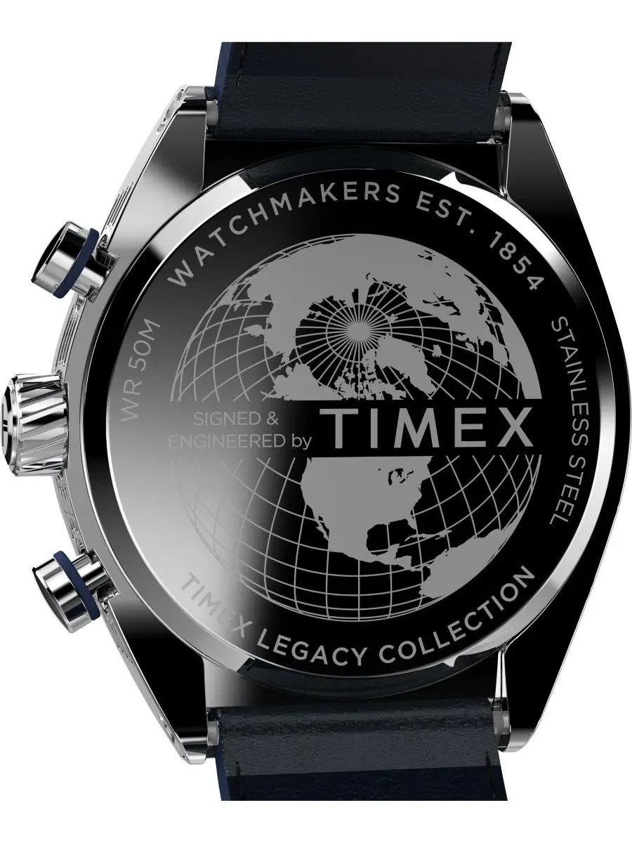Мужские кварцевые аналоговые часы с синим кожаным ремешком, 42 мм Timex — изображение 4 из 6, оттенок синий