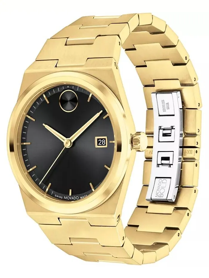 Мужские часы Quest Swiss Quartz Ionic Gold PVD Steel 40 мм Movado — изображение 2 из 3, оттенок золотистый