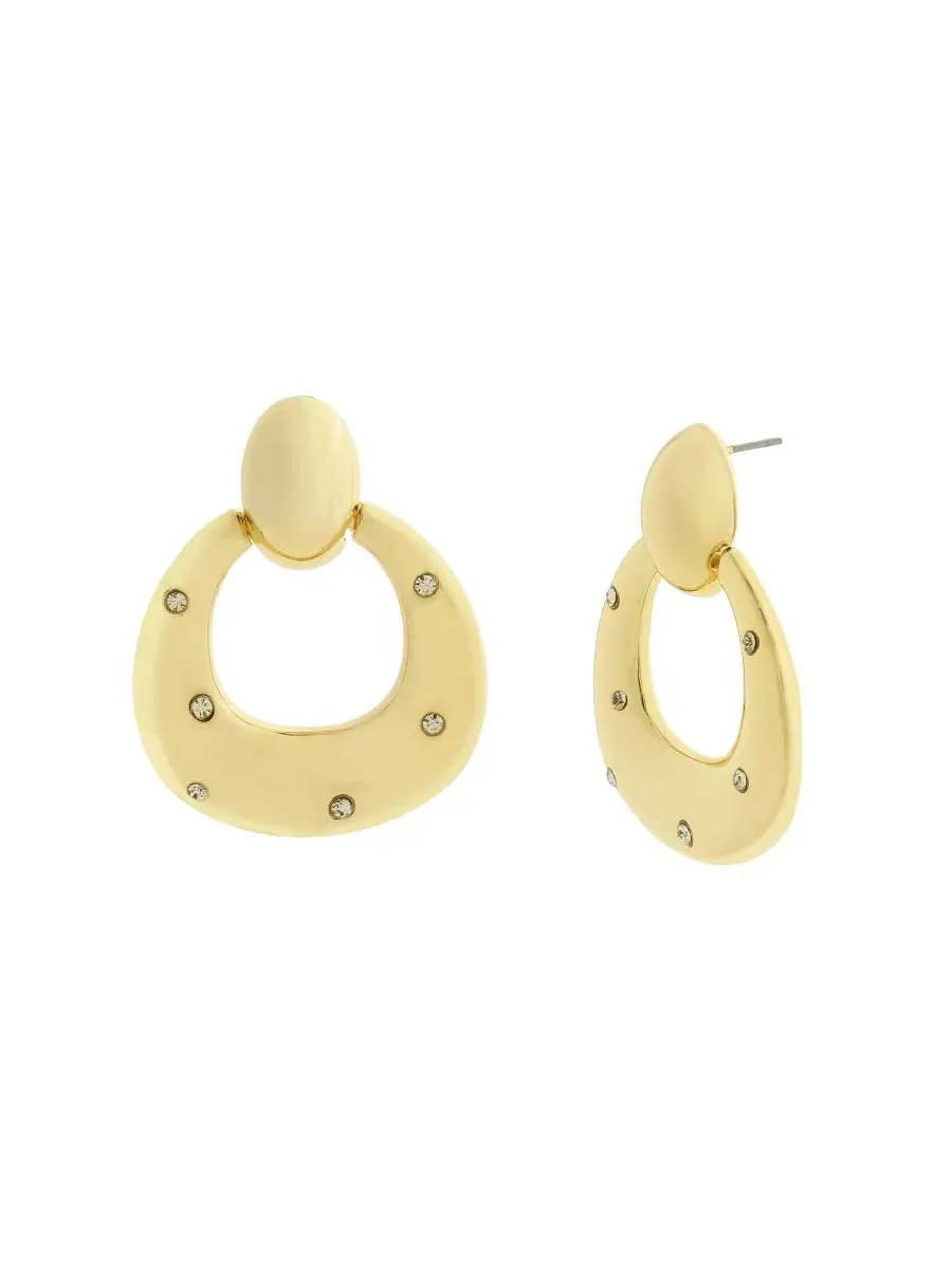 Серьги-гвоздики с подвеской Doorknocker с кристаллами Steve Madden — изображение 1 из 3, оттенок коричневый