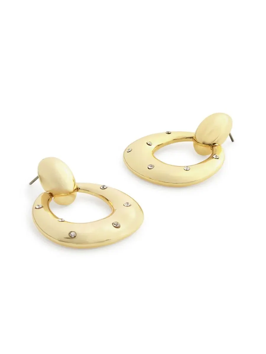 Серьги-гвоздики с подвеской Doorknocker с кристаллами Steve Madden — изображение 2 из 3, оттенок коричневый