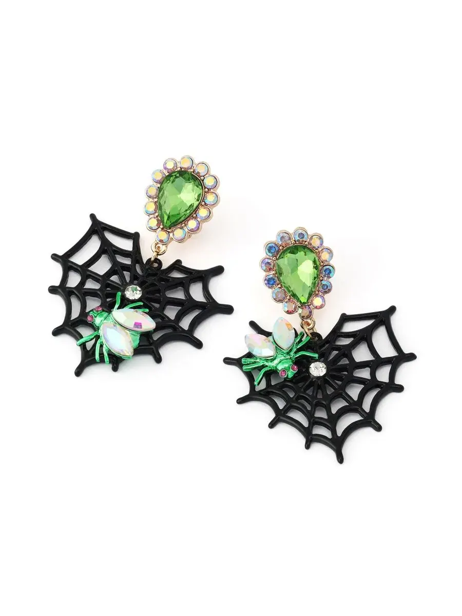 Серьги-подвески с паутиной и сердцем, модель Spiderweb Heart Betsey Johnson — изображение 3 из 4, оттенок черный