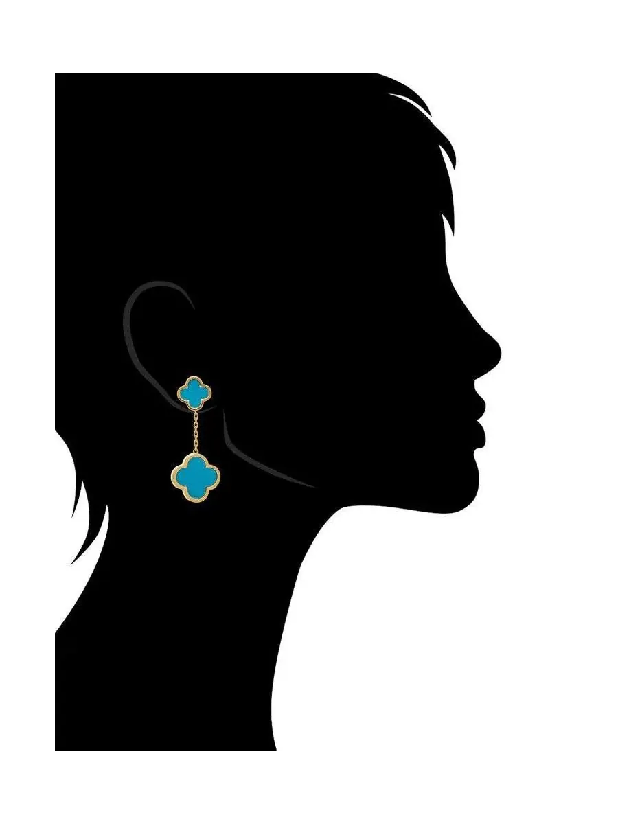 Серьги-капли с цветком бирюзы и покрытием 18K золотом Rivka Friedman — изображение 2 из 3, оттенок нет цвета