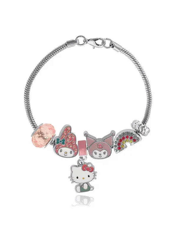 Браслет Sanrio с подвесками Hello Kitty, My Melody и Куроми, браслет из радуги и бусин Hello Kitty — изображение 1 из 4