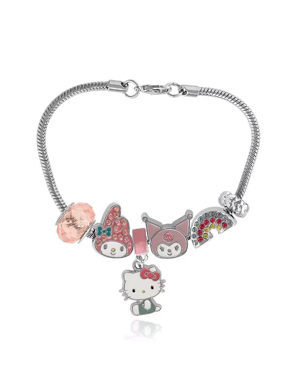 Браслет Sanrio с подвесками Hello Kitty, My Melody и Куроми, браслет из радуги и бусин Hello Kitty — изображение 2 из 4