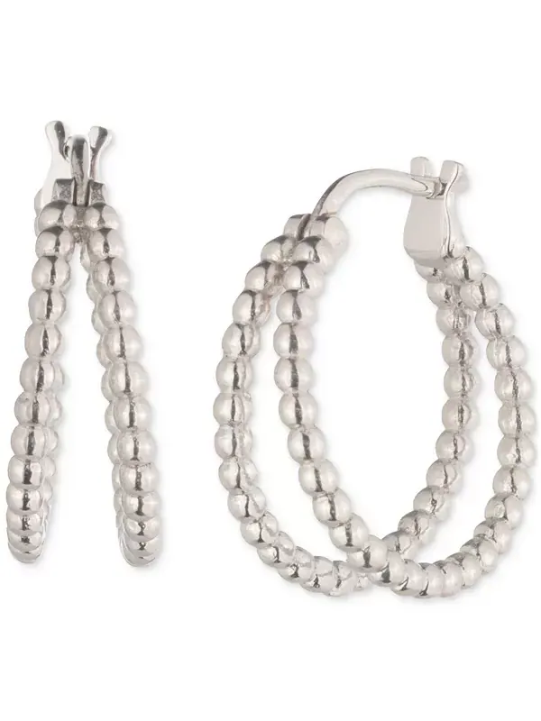 Серьги-Кольца из стерлингового серебра с бусинами Lauren Ralph Lauren — изображение 1 из 3, оттенок серебристый