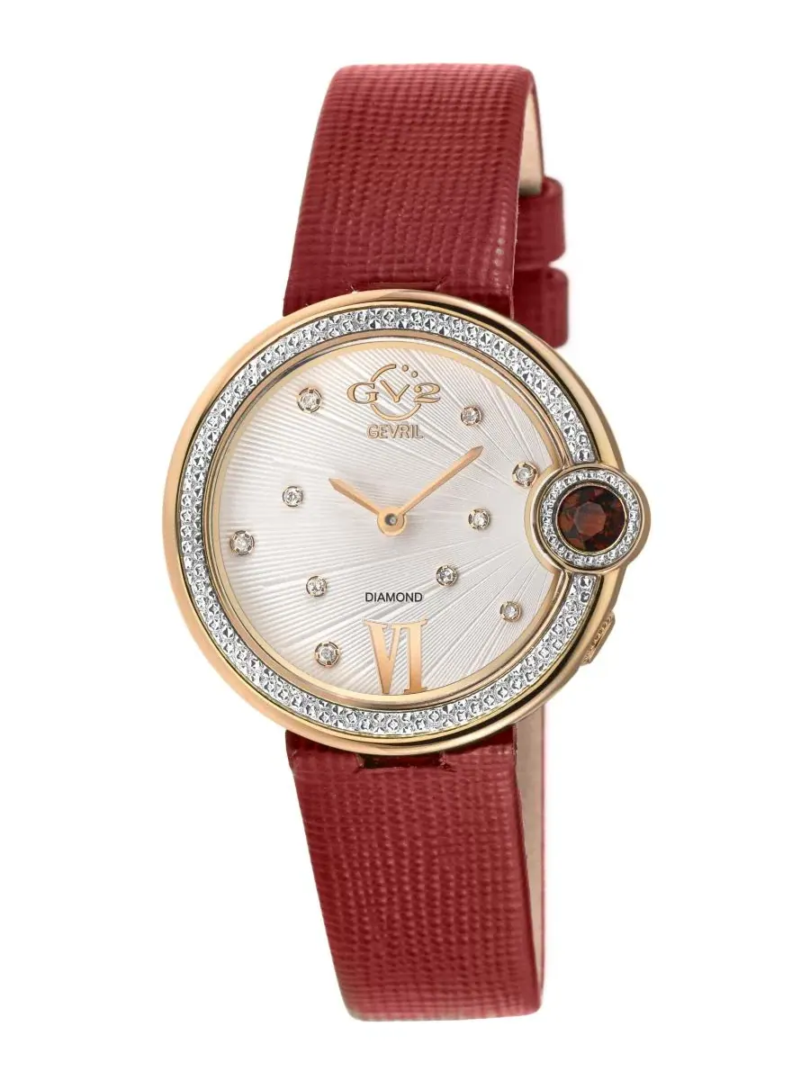 Женские часы Perugia Swiss Quartz Diamond с ручным итальянским сафьяновым ремешком GV2 by Gevril — изображение 1 из 3