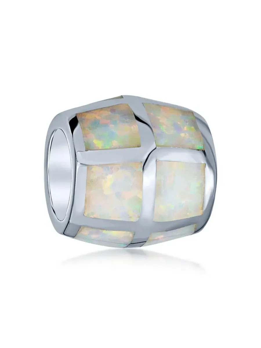 Бусина-шарм с белым опалом, стерлинговое серебро 925 Bling Jewelry — изображение 1 из 3, оттенок белый