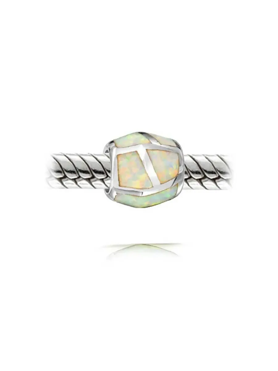 Бусина-шарм с белым опалом, стерлинговое серебро 925 Bling Jewelry — изображение 2 из 3, оттенок белый