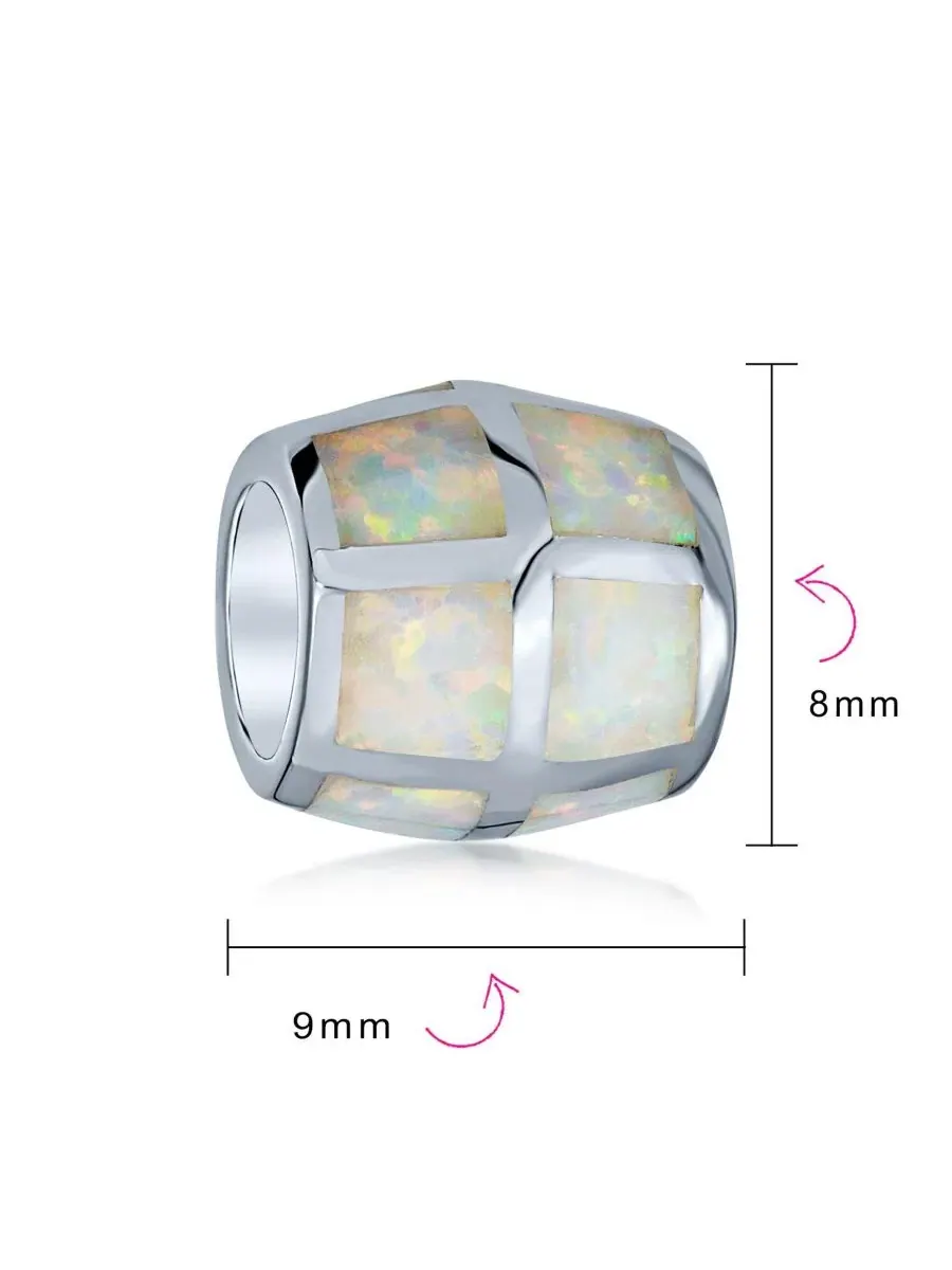 Бусина-шарм с белым опалом, стерлинговое серебро 925 Bling Jewelry — изображение 3 из 3, оттенок белый