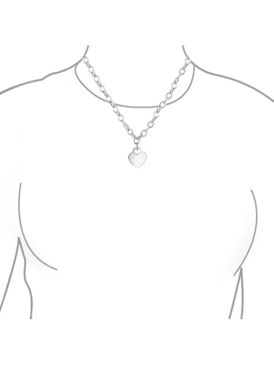 Колье с подвеской в виде сердца из серебра 925 пробы, изготовлено в Италии Bling Jewelry — изображение 2 из 4, оттенок серый
