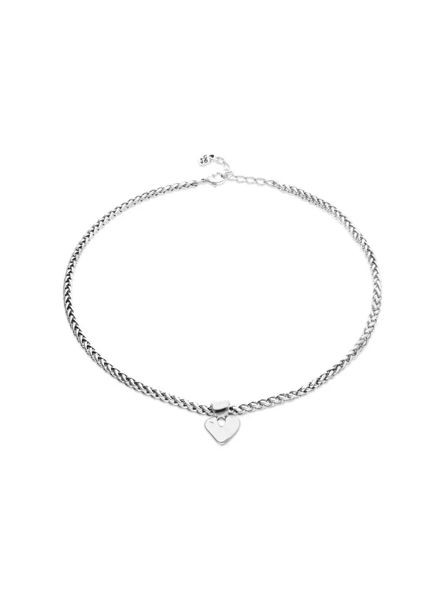 Серебряное колье с шариком и сердечком Unode50 — изображение 2 из 4, оттенок серебряный
