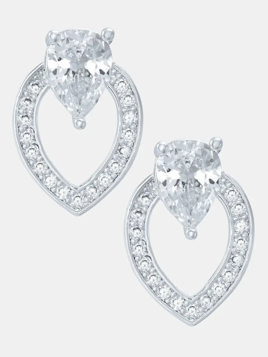 Серьги-пуговицы в форме лодочки из серебристого стекла с кристаллами Anne Klein