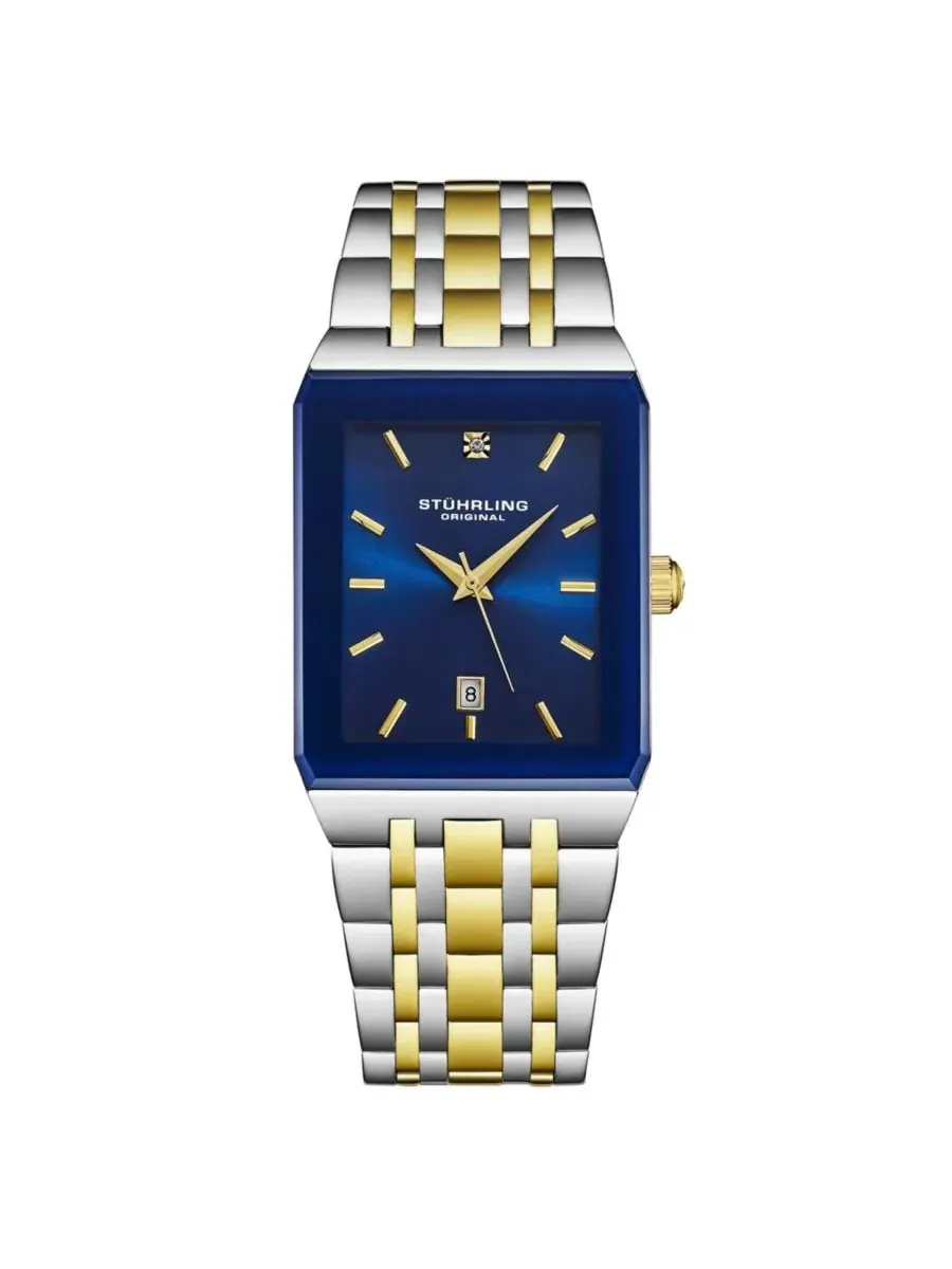 Часы Empire Edge Two-Tone 4084 прямоугольной формы - синий циферблат, кварцевый механизм, дата