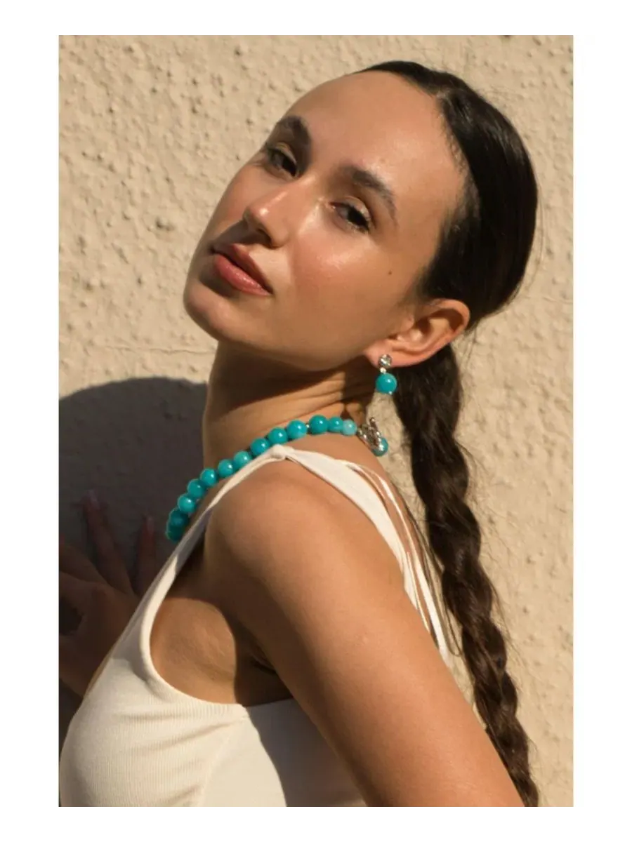 Колье-чокер с амазонитом Gia Amazonite Bead Choker Classicharms — изображение 3 из 5, оттенок синий