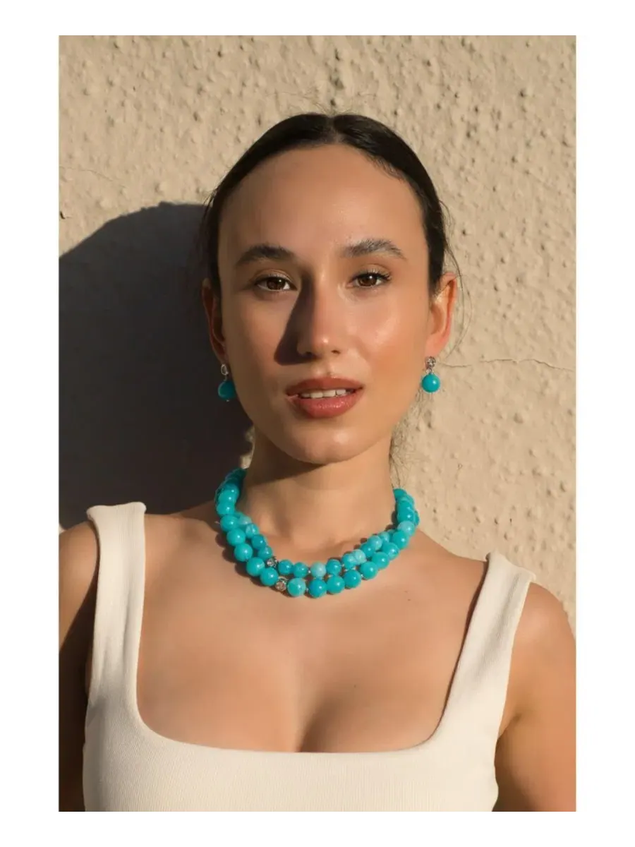 Колье-чокер с амазонитом Gia Amazonite Bead Choker Classicharms — изображение 5 из 5, оттенок синий