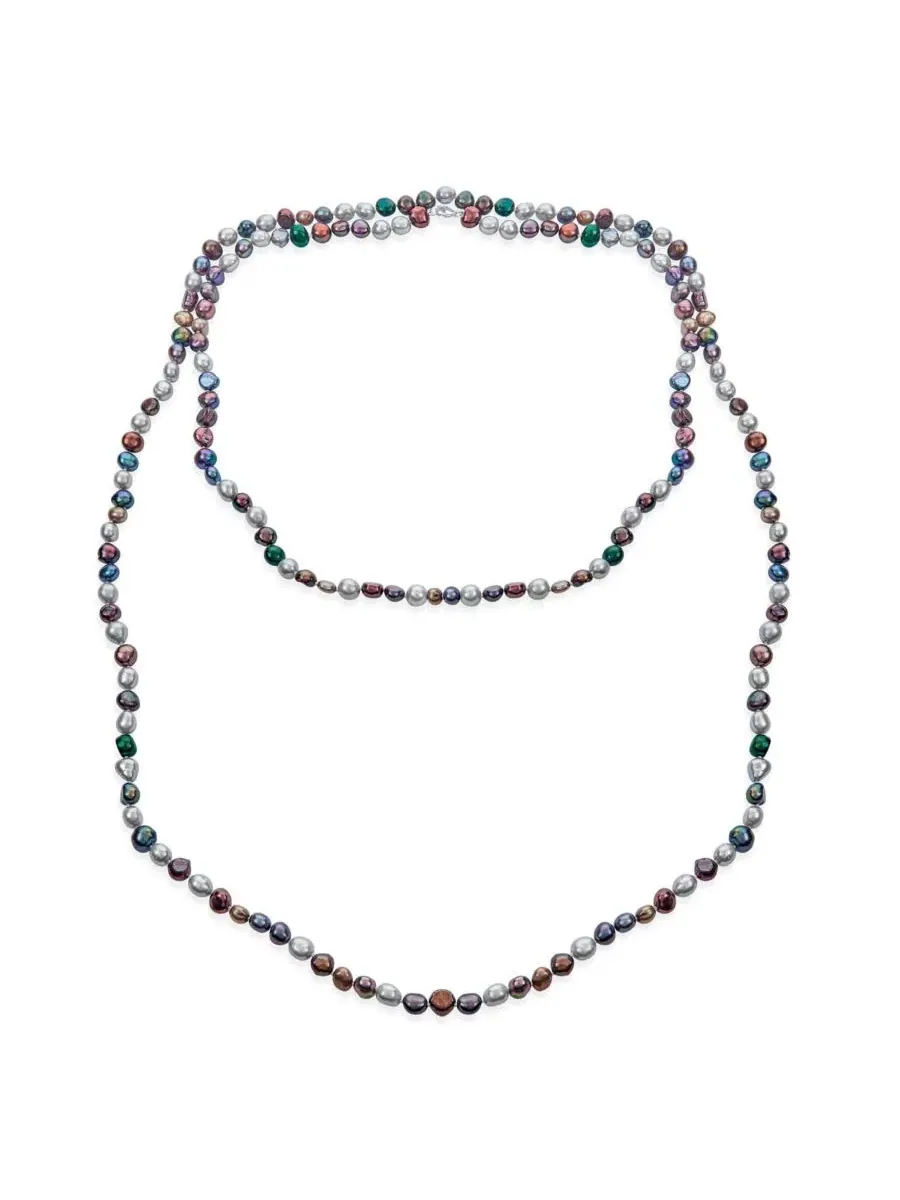 Ожерелье из жемчуга с застежкой-лобстер, 138 см Bling Jewelry — изображение 1 из 4, оттенок коричневый