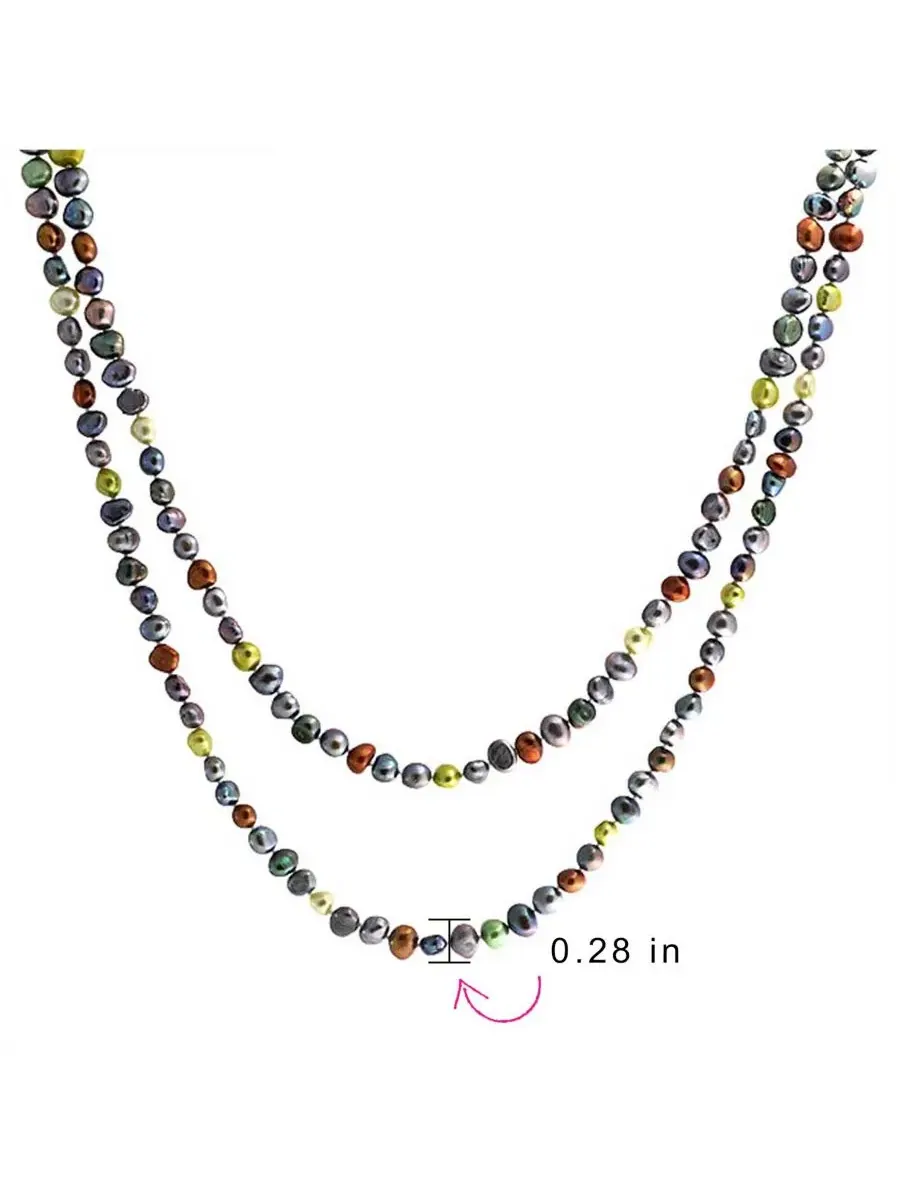Ожерелье из жемчуга с застежкой-лобстер, 138 см Bling Jewelry — изображение 2 из 4, оттенок коричневый