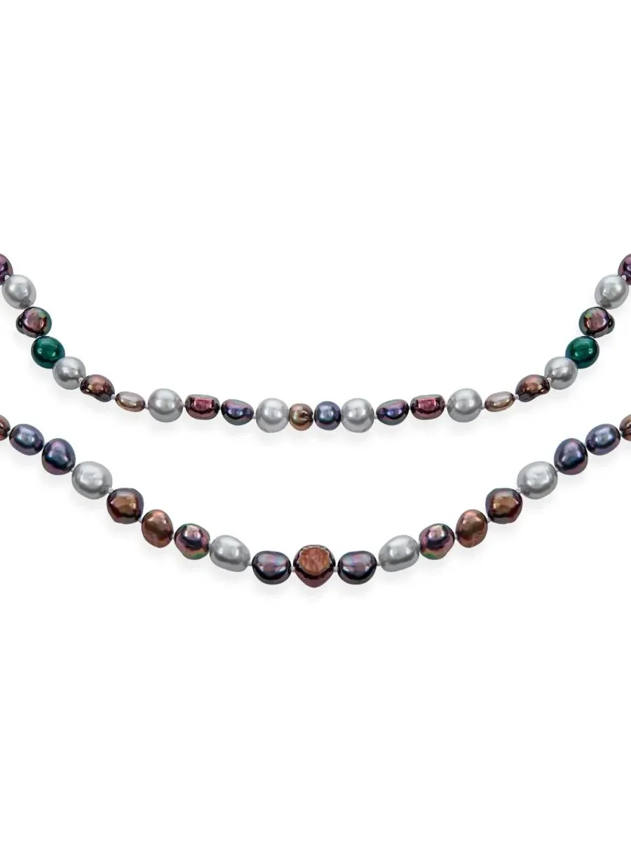 Ожерелье из жемчуга с застежкой-лобстер, 138 см Bling Jewelry — изображение 3 из 4, оттенок коричневый