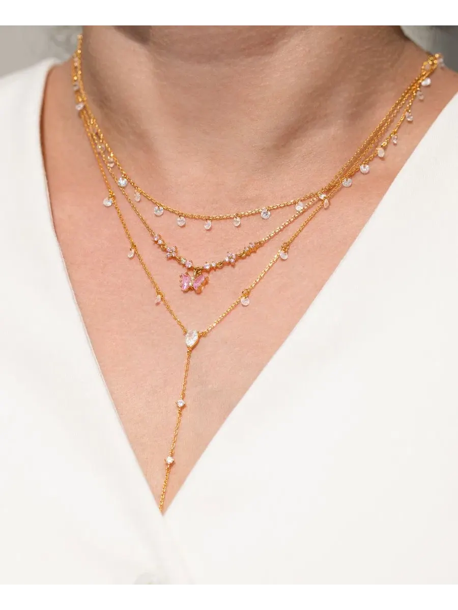 Ожерелье с кубическим цирконием Crystal Dew You Necklace Girls Crew — изображение 3 из 3, оттенок золото