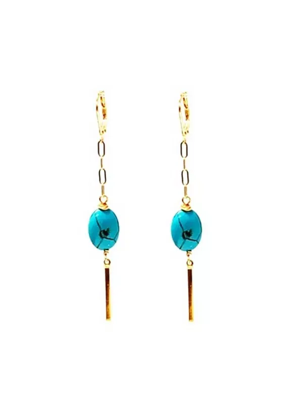 Женские серьги-подвески с бирюзой Minu Jewels