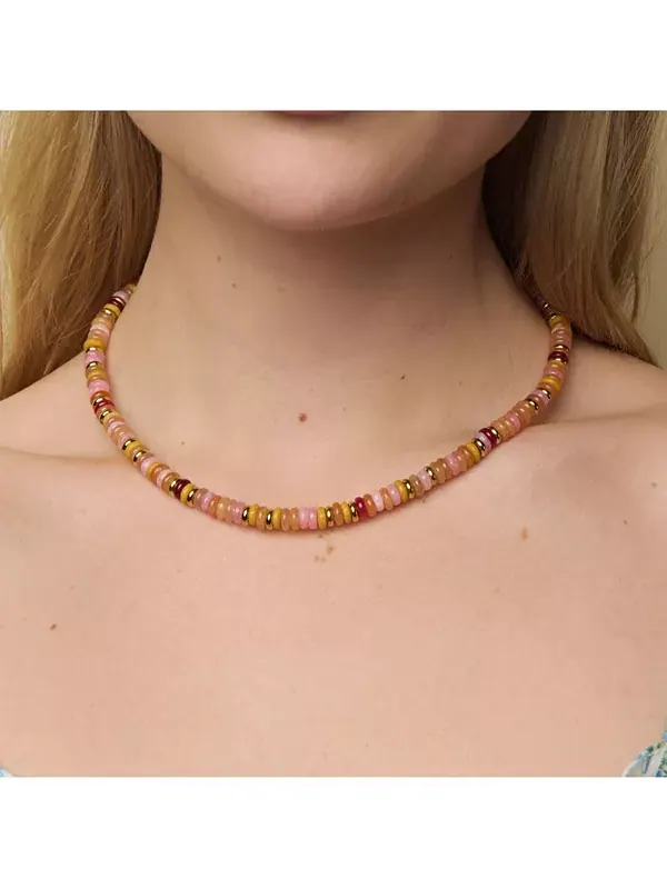 Многоцветное ожерелье из смешанных драгоценных камней Джина Little Sky Stone — изображение 3 из 3, оттенок персиковый