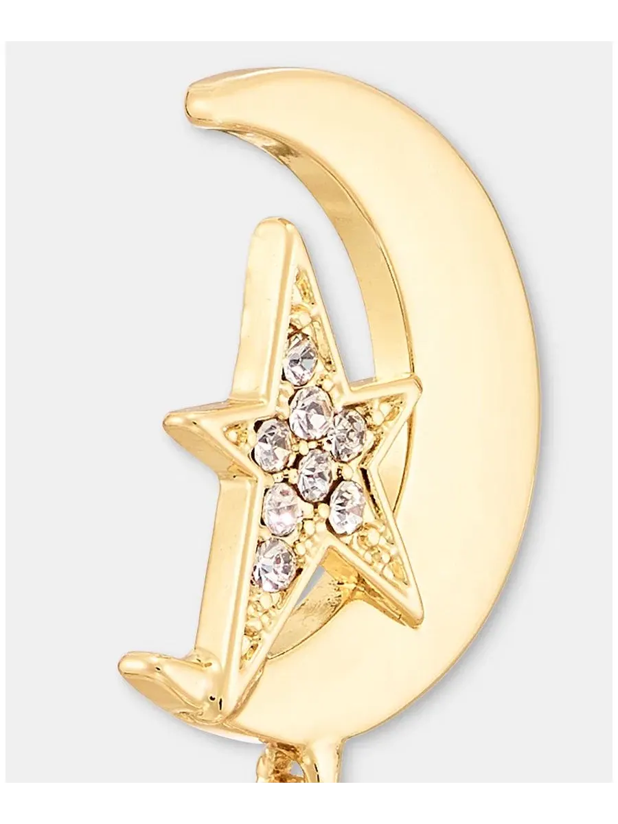 Серьги-подвески с кристаллами и звездой, Crystal Star & Moon Drop KARL LAGERFELD PARIS — изображение 4 из 4, оттенок белый