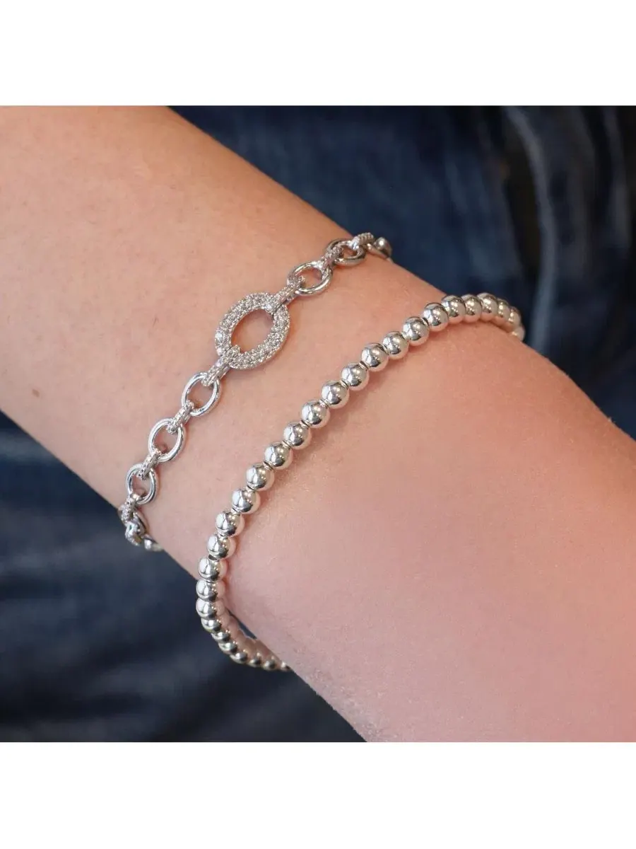 Браслет-цепочка с шариками Ball Bead Stretch Bracelet The Lovery — изображение 3 из 4, оттенок серебристый