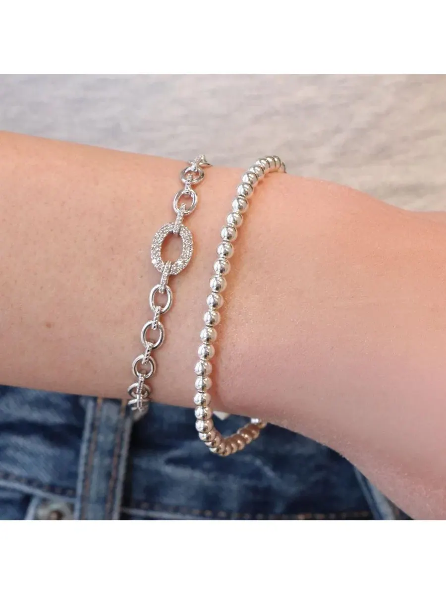 Браслет-цепочка с шариками Ball Bead Stretch Bracelet The Lovery — изображение 4 из 4, оттенок серебристый
