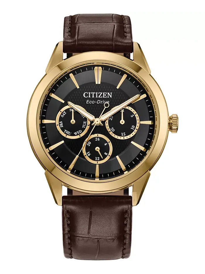 Мужские часы Eco-Drive Rolan с коричневым кожаным ремешком, 40 мм Citizen