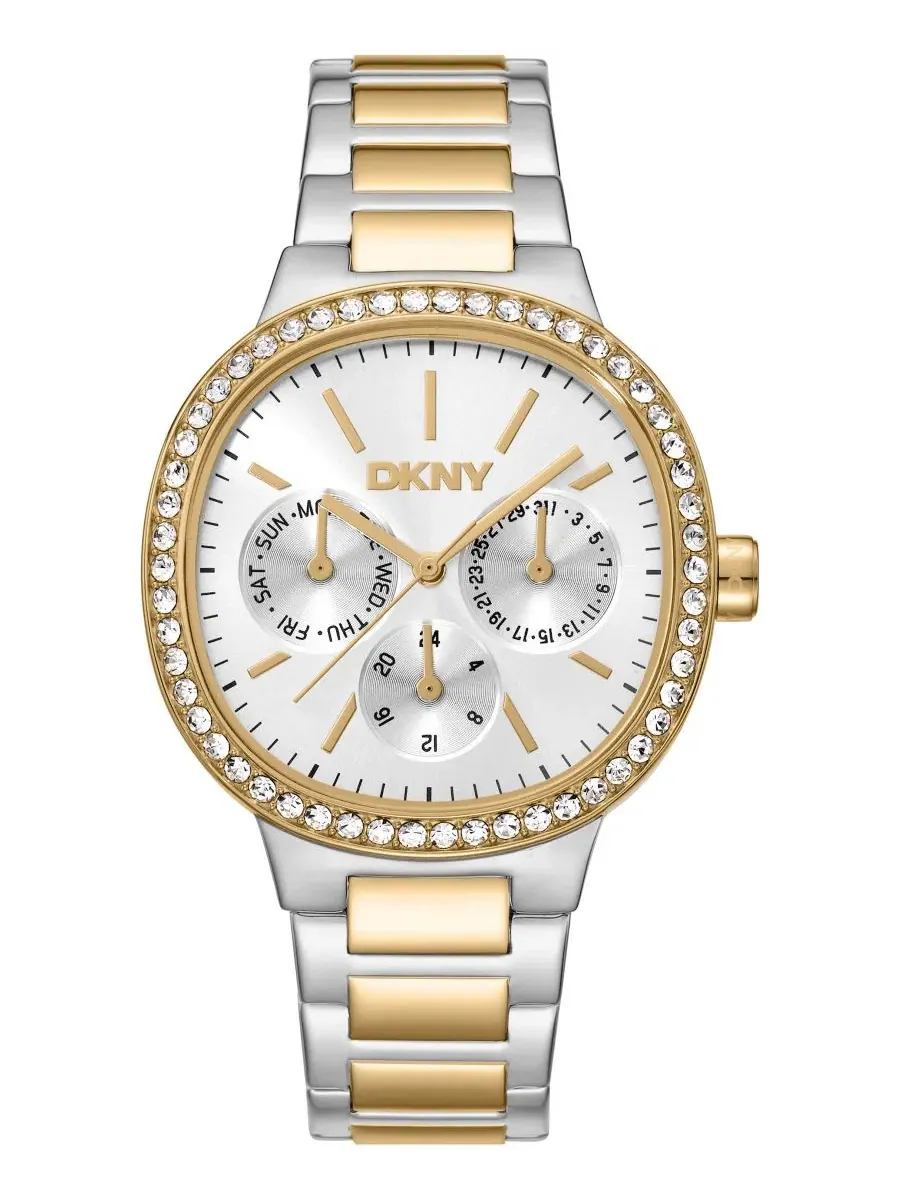 Женские часы с серебряным циферблатом, хронограф, 36 мм DKNY