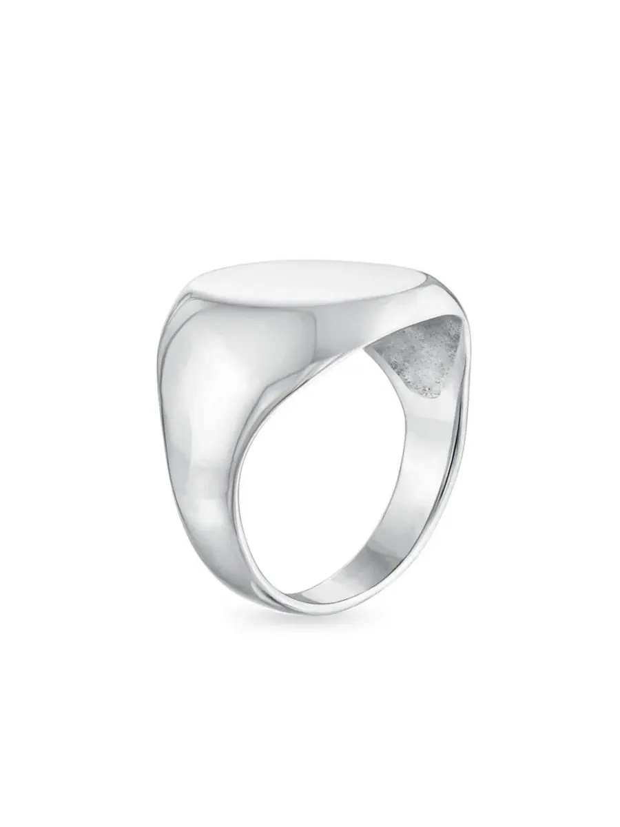 Кольцо-перстень с овальным щитком и гравировкой, модель Basic Simple Initial Monogram Bling Jewelry — изображение 2 из 5