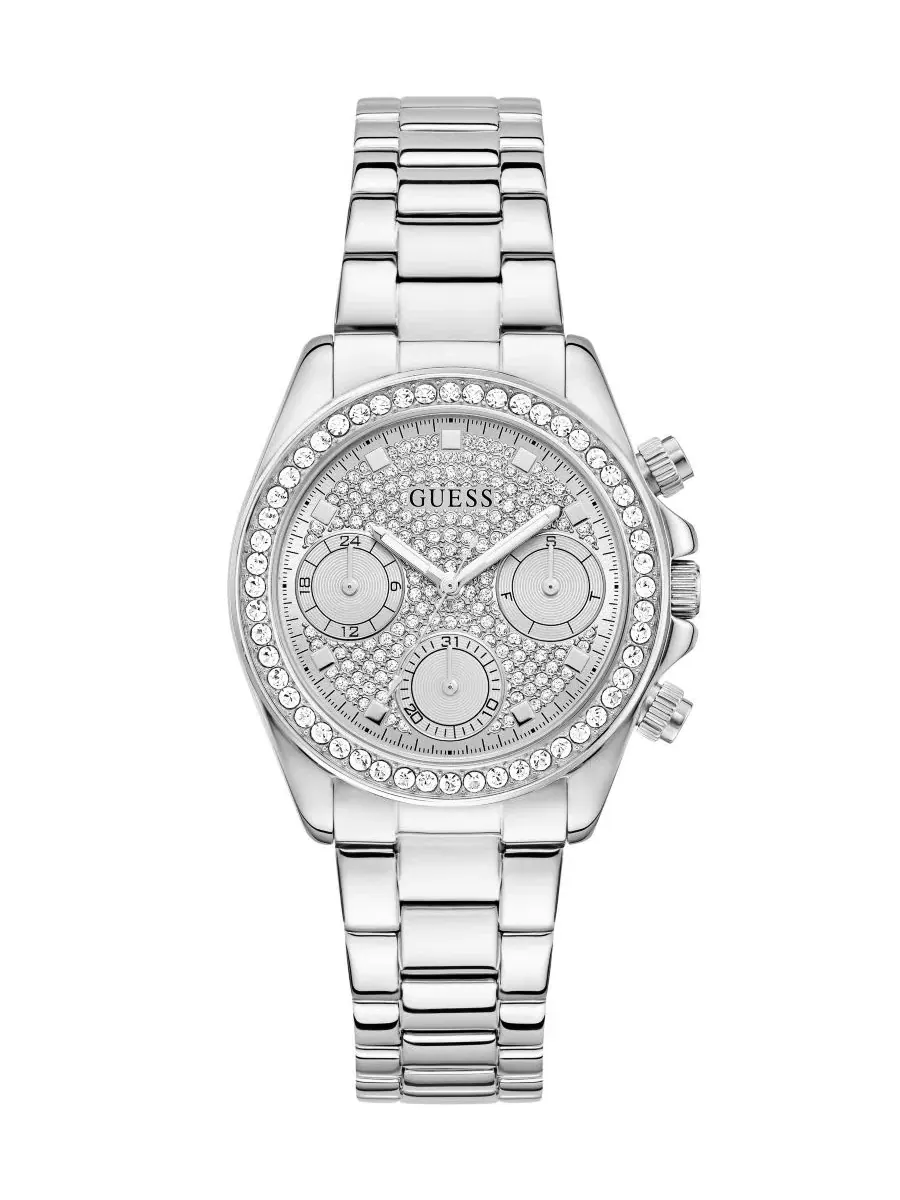 Женские часы с кристаллами и хронографом, 36 мм GUESS